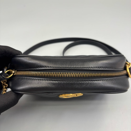 Gucci Matelasse Mini GG Marmont Chain Shoulder Bag Calfskin Black