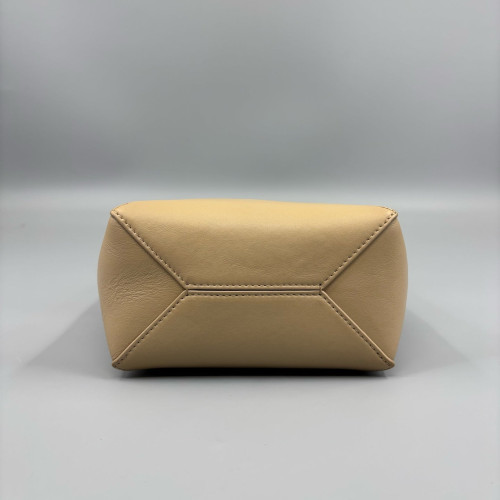 Loewe Mini Puzzle Fold Tote Calfskin White Dark Deige