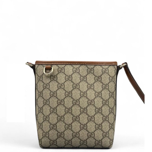 Gucci Nano GG Emblem Bucket Bag GG Supreme Monogram Beige Brown