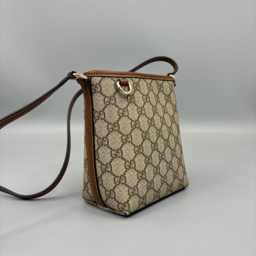 Gucci Nano GG Emblem Bucket Bag GG Supreme Monogram Beige Brown
