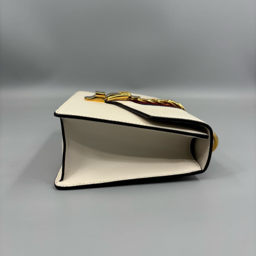 Gucci Web Small Sylvie Shoulder Bag Calfskin White Blue Red Gucci Web Small Sylvie Shoulder Bag Calfskin White Blue Red