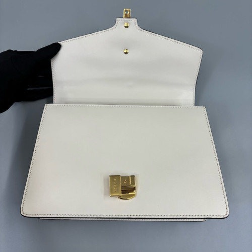 Gucci Web Small Sylvie Shoulder Bag Calfskin White Blue Red Gucci Web Small Sylvie Shoulder Bag Calfskin White Blue Red
