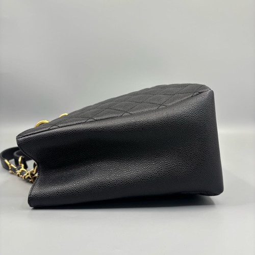 Chanel Quilted Grand Shopping Tote Gst Grained Calfskin Black