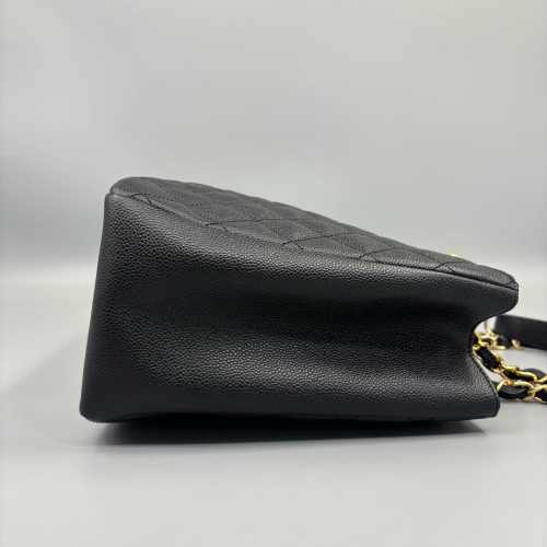 Chanel Quilted Grand Shopping Tote Gst Grained Calfskin Black