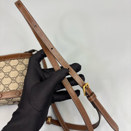 Gucci Mini Horsebit 1955 Crossbody Bag GG Supreme Monogram Beige Brown