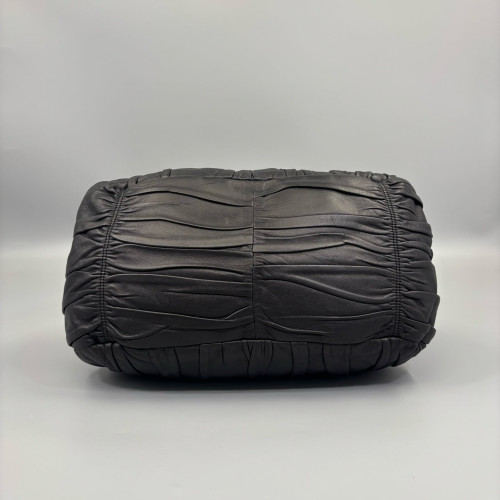 Prada Medium Gaufre Buckle Satchel Calfskin Black