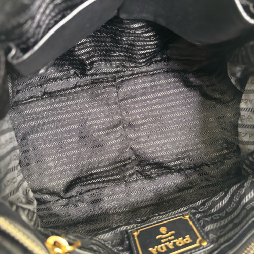 Prada Medium Gaufre Buckle Satchel Calfskin Black