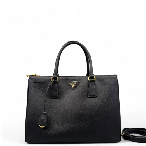Prada Medium Galleria Double Zip Tote Saffiano Calfskin Black