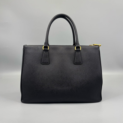 Prada Medium Galleria Double Zip Tote Saffiano Calfskin Black