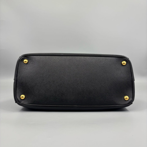 Prada Medium Galleria Double Zip Tote Saffiano Calfskin Black