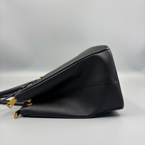 Prada Medium Galleria Double Zip Tote Saffiano Calfskin Black