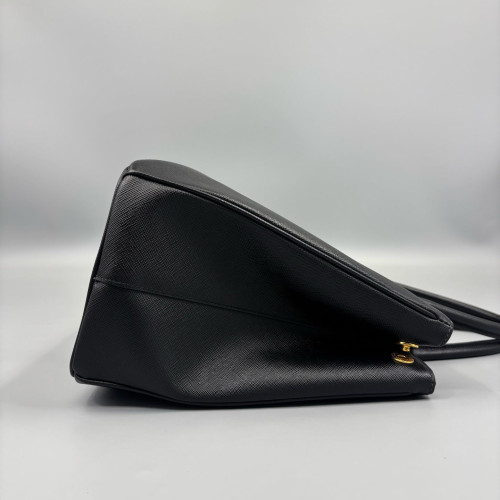 Prada Medium Galleria Double Zip Tote Saffiano Calfskin Black