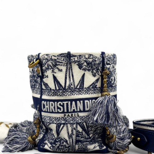 Dior Bucket Canvas Navy Beige