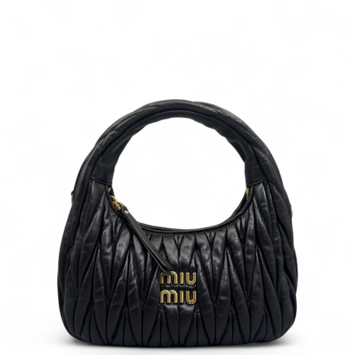 Miu Miu Mini Wander Hobo Calfskin Black Miu Miu Mini Wander Hobo Calfskin Black