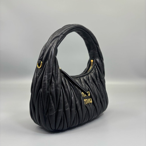 Miu Miu Mini Wander Hobo Calfskin Black Miu Miu Mini Wander Hobo Calfskin Black