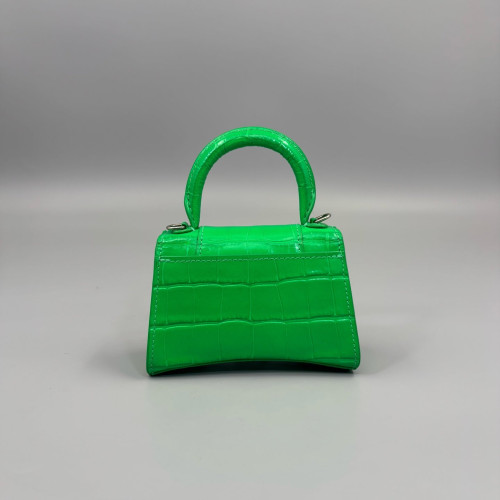 Balenciaga Hourglass Mini Calfskin Crocodile Embossed Green