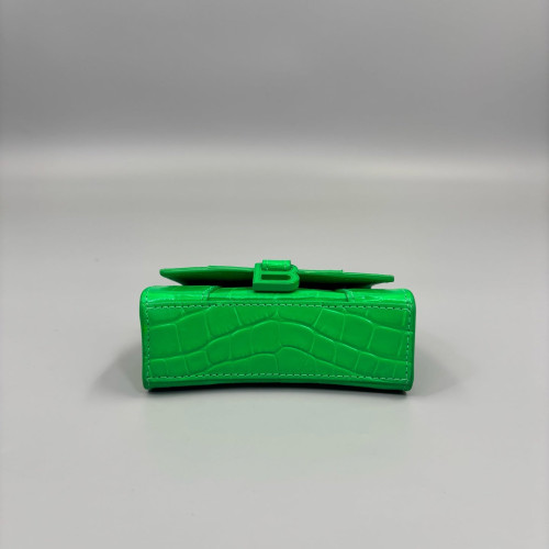 Balenciaga Hourglass Mini Calfskin Crocodile Embossed Green