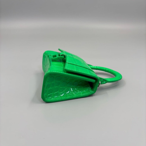 Balenciaga Hourglass Mini Calfskin Crocodile Embossed Green