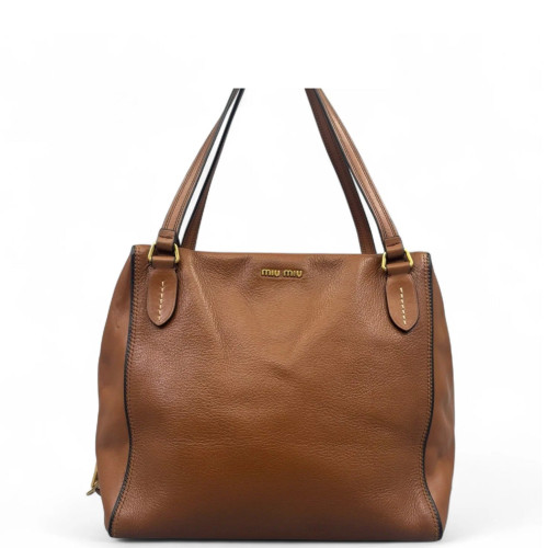 Miu Miu Tote Bag Grained Calfskin Tan