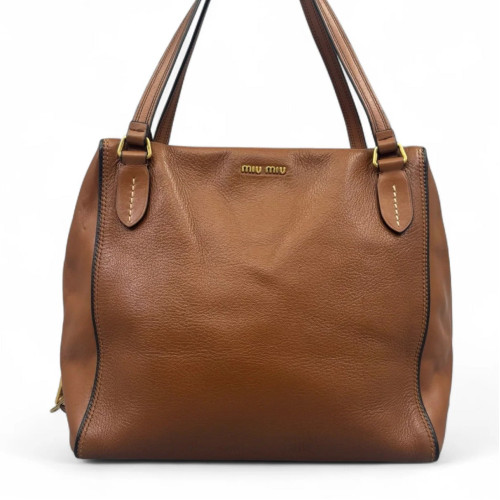 Miu Miu Tote Bag Grained Calfskin Tan