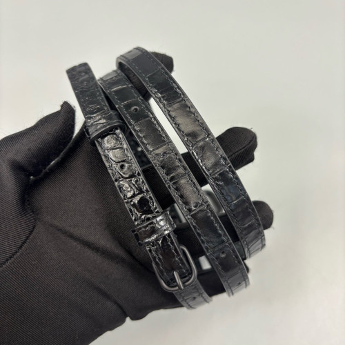 Balenciaga Hourglass Xs Calfskin Crocodile Embossed Black