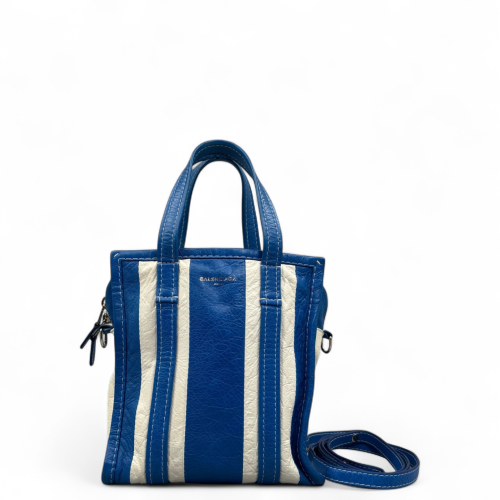 Balenciaga Xs Bazar Shopper Tote Calfskin Blue White
