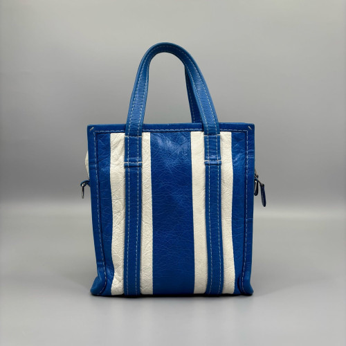 Balenciaga Xs Bazar Shopper Tote Calfskin Blue White