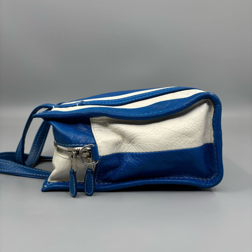 Balenciaga Xs Bazar Shopper Tote Calfskin Blue White