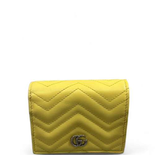 Gucci Chevron Marmont Wallet On Chain WOC Calfskin Yellow