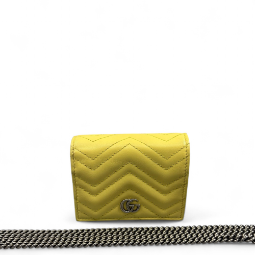 Gucci Chevron Marmont Wallet On Chain WOC Calfskin Yellow