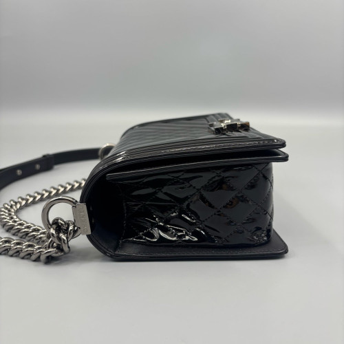 Chanel Quilted Medium Boy Flap Patent Calfskin Black