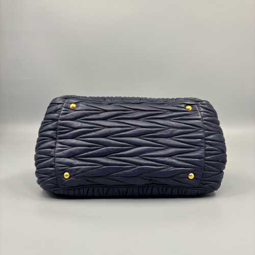 Miu Miu Handbag Crumpled Lambskin Dark Blue