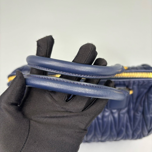 Miu Miu Handbag Crumpled Lambskin Dark Blue
