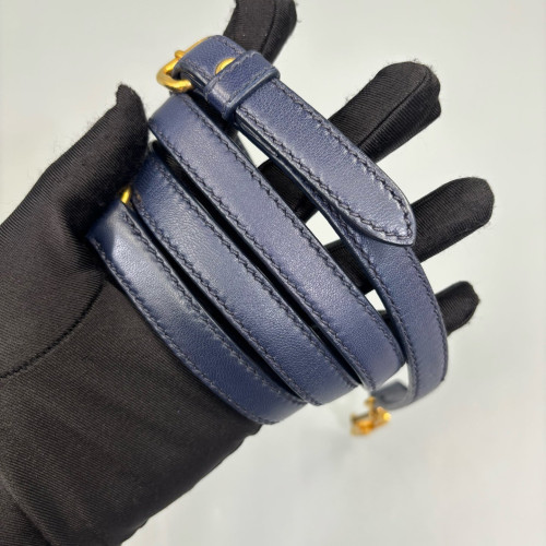 Miu Miu Handbag Crumpled Lambskin Dark Blue