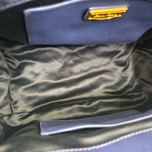 Miu Miu Handbag Crumpled Lambskin Dark Blue