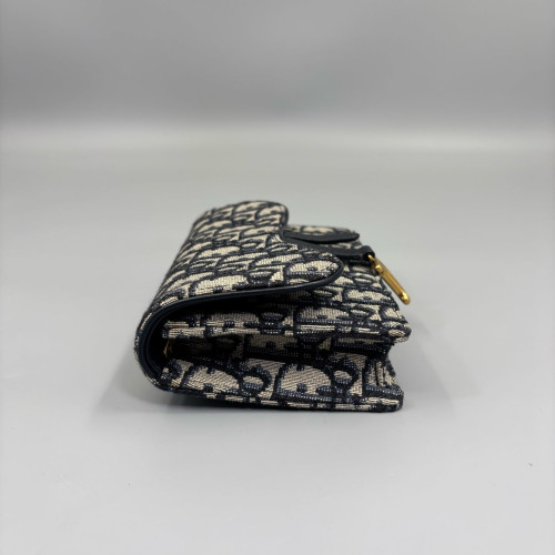 Dior Saddle Belt Pouch Canvas Oblique Black Beige Navy