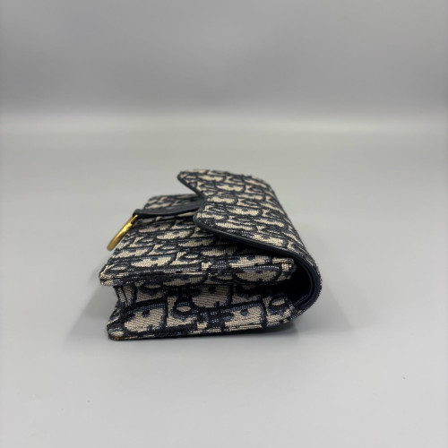Dior Saddle Belt Pouch Canvas Oblique Black Beige Navy