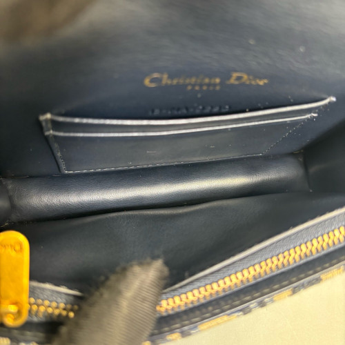 Dior Saddle Belt Pouch Canvas Oblique Black Beige Navy