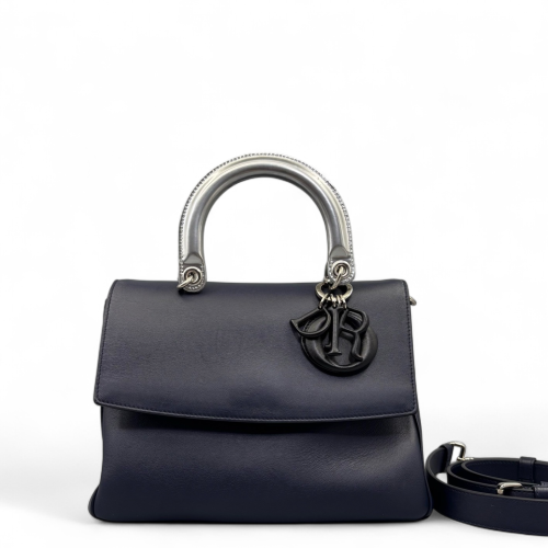 Dior Small Be Dior Flap Calfskin Navy Silver