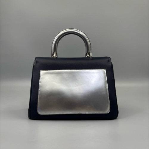 Dior Small Be Dior Flap Calfskin Navy Silver