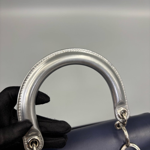 Dior Small Be Dior Flap Calfskin Navy Silver