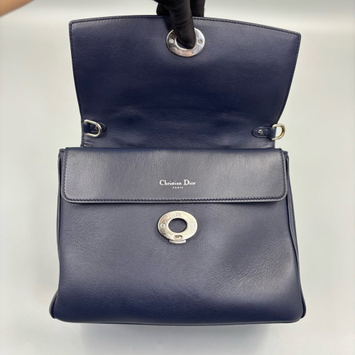 Dior Small Be Dior Flap Calfskin Navy Silver