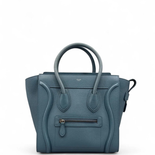 Celine Micro Luggage Grained Calfskin Blue