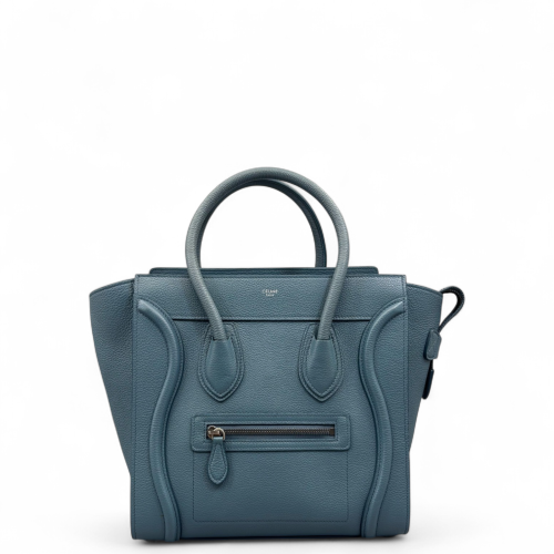 Celine Micro Luggage Grained Calfskin Blue