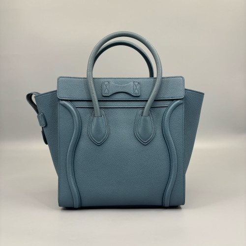 Celine Micro Luggage Grained Calfskin Blue