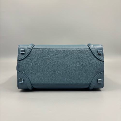 Celine Micro Luggage Grained Calfskin Blue