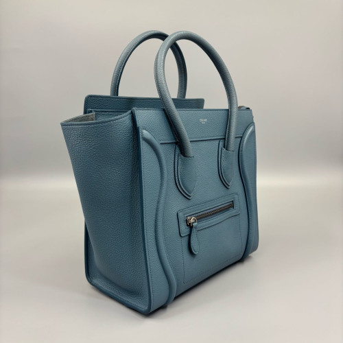 Celine Micro Luggage Grained Calfskin Blue
