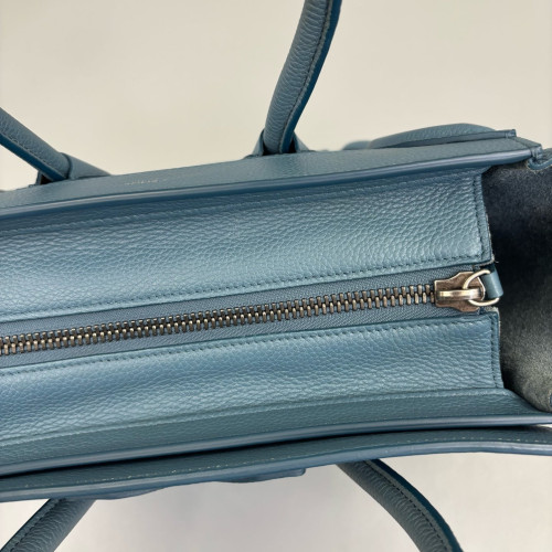 Celine Micro Luggage Grained Calfskin Blue