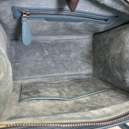 Celine Micro Luggage Grained Calfskin Blue
