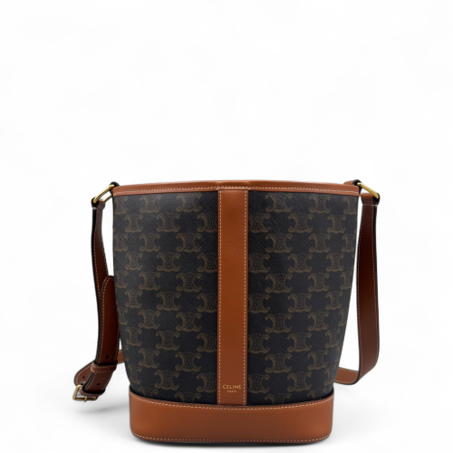 Celine Triomphe Bucket Bag Small Triomphe Brown Black